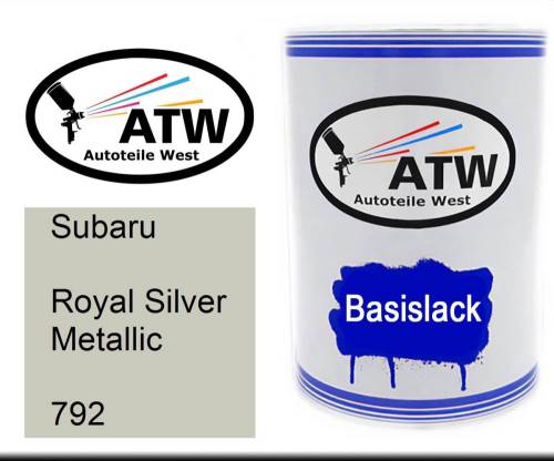 Subaru, Royal Silver Metallic, 792: 500ml Lackdose, von ATW Autoteile West.